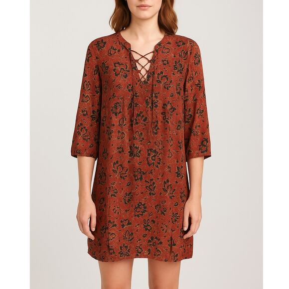 Madewell Silk Boho Lace-Up Tunic Dress Women’s Size Medium - Picture 1 of 7